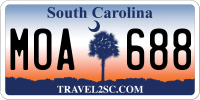 SC license plate MOA688