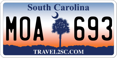 SC license plate MOA693