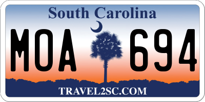 SC license plate MOA694