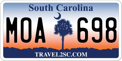 SC license plate MOA698