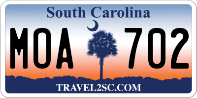 SC license plate MOA702