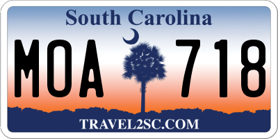 SC license plate MOA718