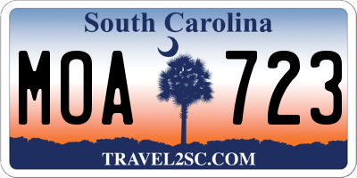 SC license plate MOA723