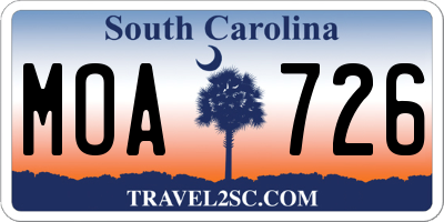 SC license plate MOA726