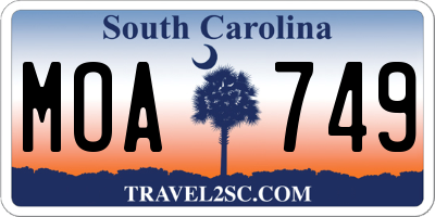 SC license plate MOA749