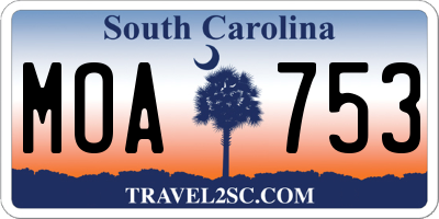 SC license plate MOA753