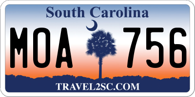 SC license plate MOA756