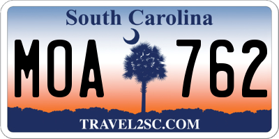 SC license plate MOA762