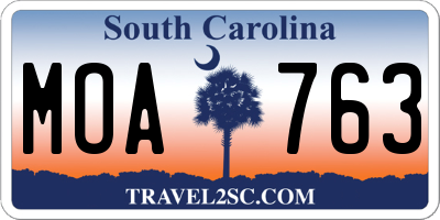 SC license plate MOA763