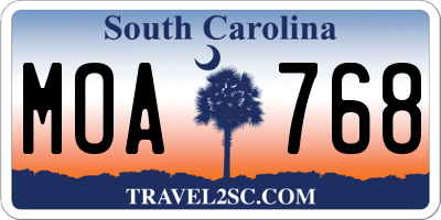 SC license plate MOA768