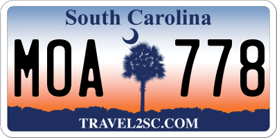 SC license plate MOA778