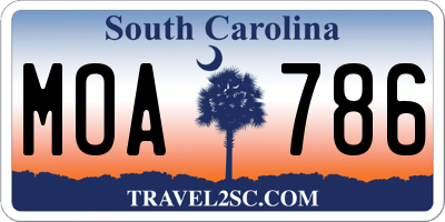 SC license plate MOA786
