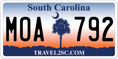 SC license plate MOA792