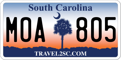 SC license plate MOA805