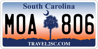 SC license plate MOA806