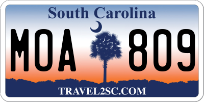 SC license plate MOA809