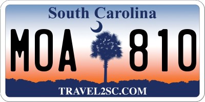 SC license plate MOA810