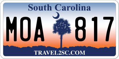 SC license plate MOA817
