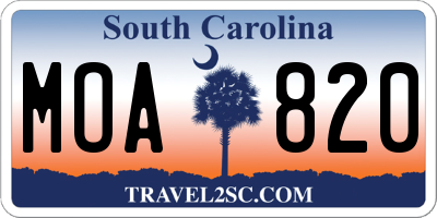 SC license plate MOA820