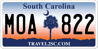 SC license plate MOA822