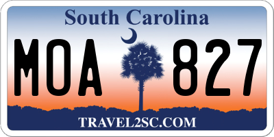 SC license plate MOA827