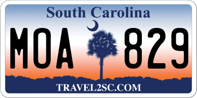 SC license plate MOA829