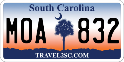 SC license plate MOA832