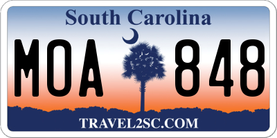 SC license plate MOA848