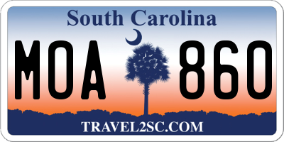 SC license plate MOA860