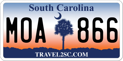 SC license plate MOA866