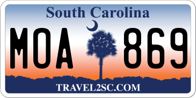 SC license plate MOA869