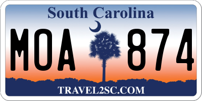 SC license plate MOA874