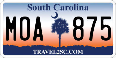 SC license plate MOA875