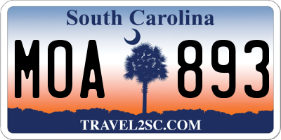 SC license plate MOA893