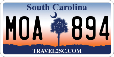 SC license plate MOA894