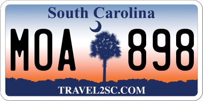 SC license plate MOA898