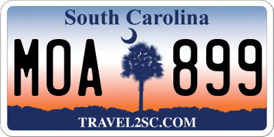 SC license plate MOA899