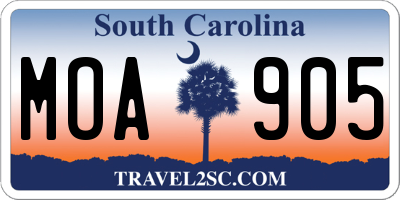 SC license plate MOA905