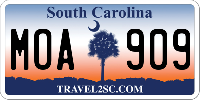 SC license plate MOA909