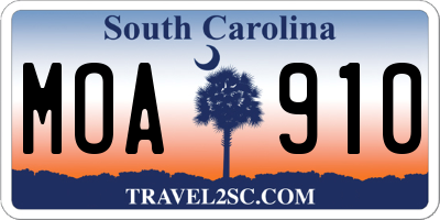 SC license plate MOA910