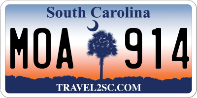 SC license plate MOA914