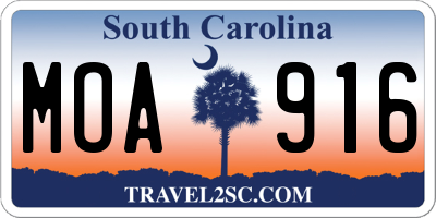 SC license plate MOA916