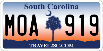 SC license plate MOA919