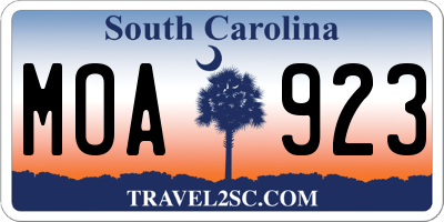 SC license plate MOA923
