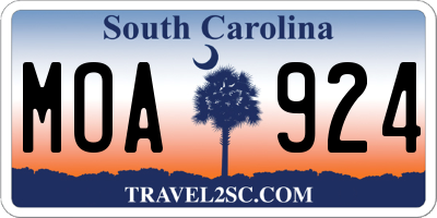 SC license plate MOA924