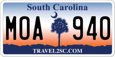SC license plate MOA940