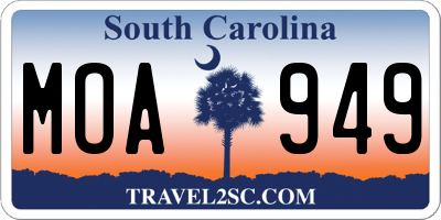 SC license plate MOA949