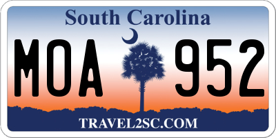 SC license plate MOA952
