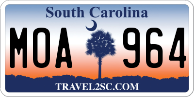SC license plate MOA964