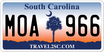 SC license plate MOA966